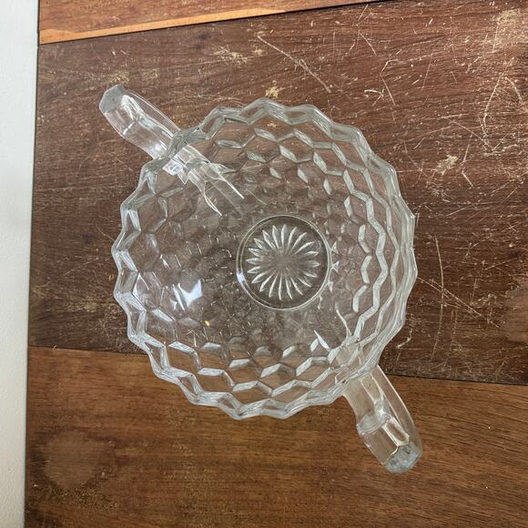 Vintage Clear Glass Fostoria American Cubist Crystal Handled Trophy Bowl - Picture 2 of 9